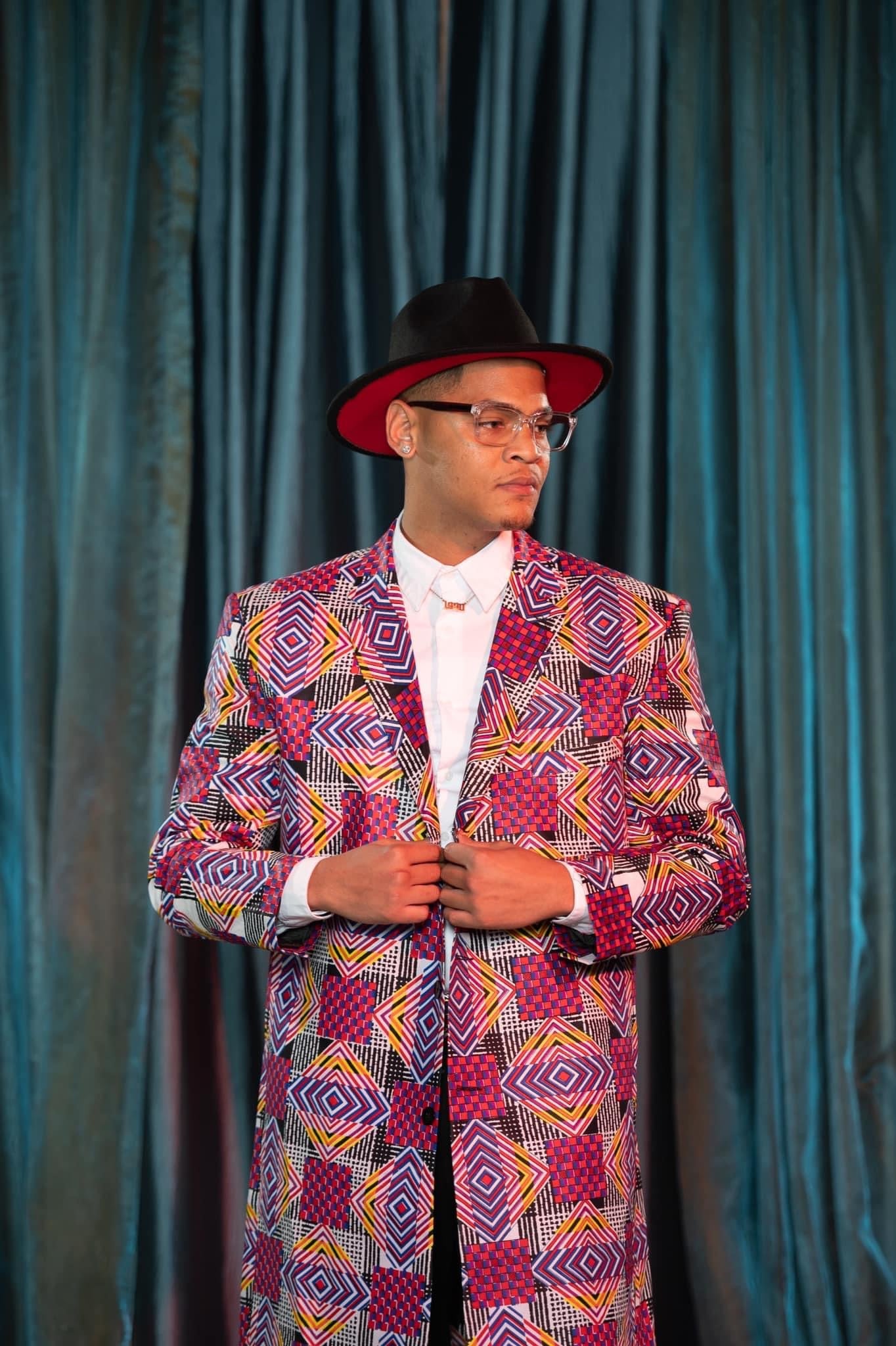Django african print long line blazer