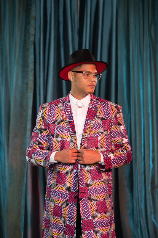 Django african print long line blazer