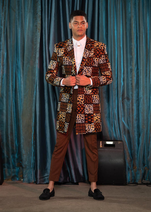 Borgo long line african print blazer