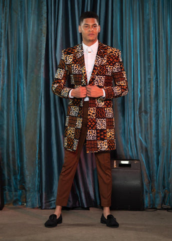 Borgo long line african print blazer