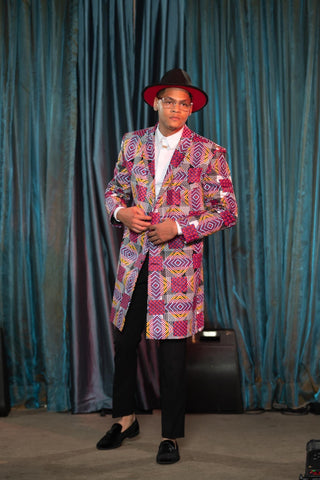 Django african print long line blazer